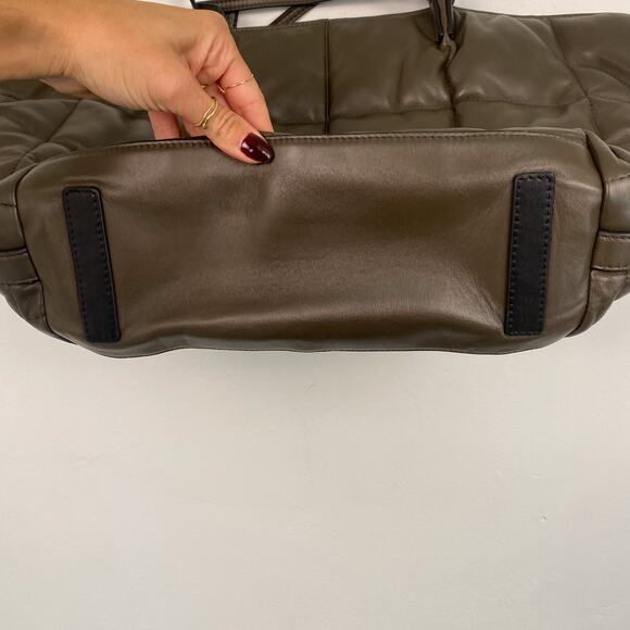 ALLSAINTS Nadaline Leather Quilted Tote Bag in Olive - Picture 6 of 8